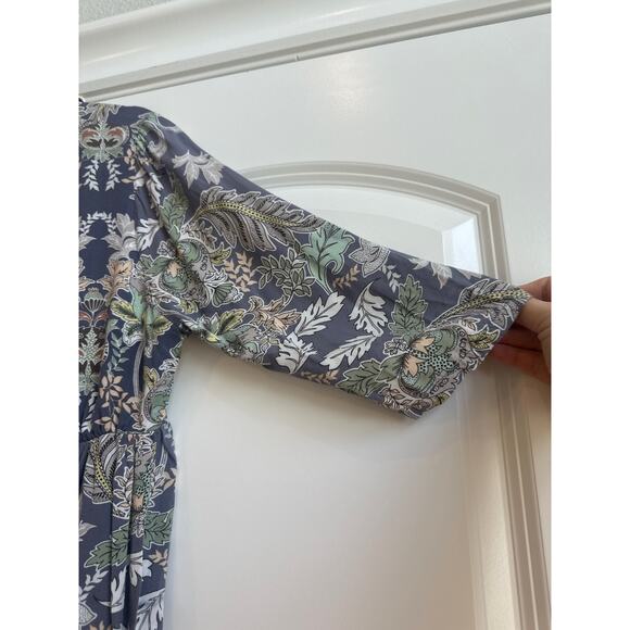 JAASE Blue with Multicolor Pastel Boho Floral Open Front Light Weight Kimono - Picture 5 of 6